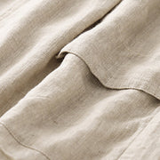 Buddha Stones Summer Casual Plain Cotton Linen Women's Elasti Straight Shorts With Pockets