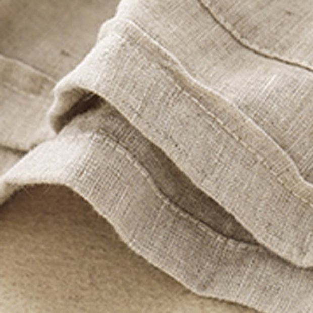 Buddha Stones Summer Casual Plain Cotton Linen Women's Elasti Straight Shorts With Pockets