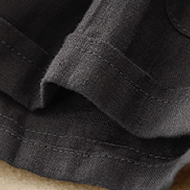 Buddha Stones Summer Casual Plain Cotton Linen Women's Elasti Straight Shorts With Pockets