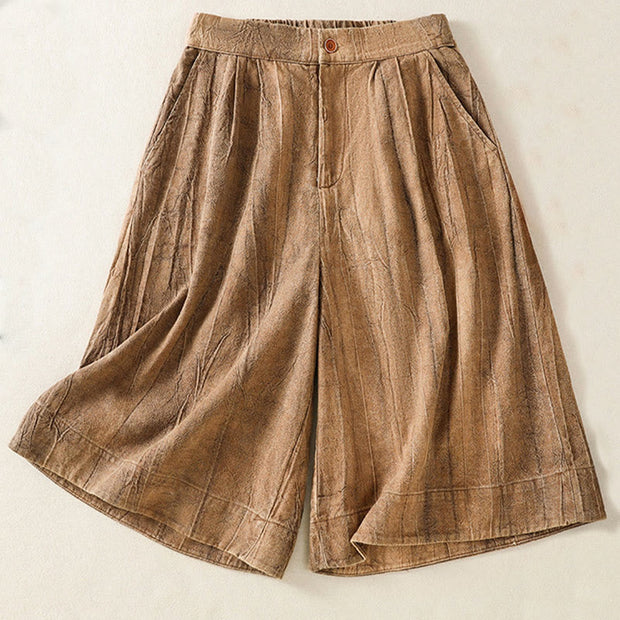 Buddha Stones Summer Casual Tie-dye Plain Cotton Women's Shorts With Pockets