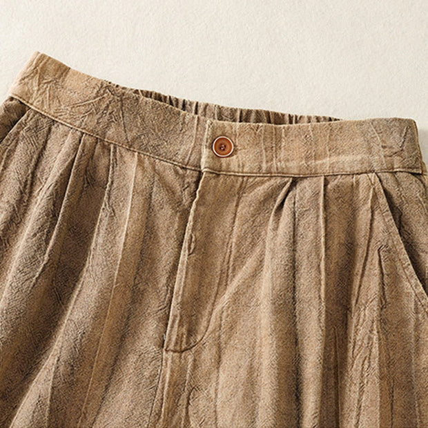 Buddha Stones Summer Casual Tie-dye Plain Cotton Women's Shorts With Pockets