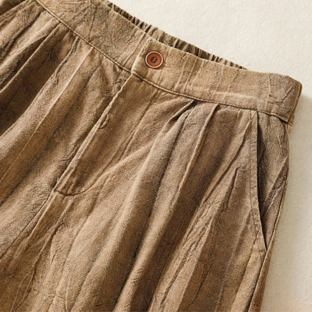 Buddha Stones Summer Casual Tie-dye Plain Cotton Women's Shorts With Pockets