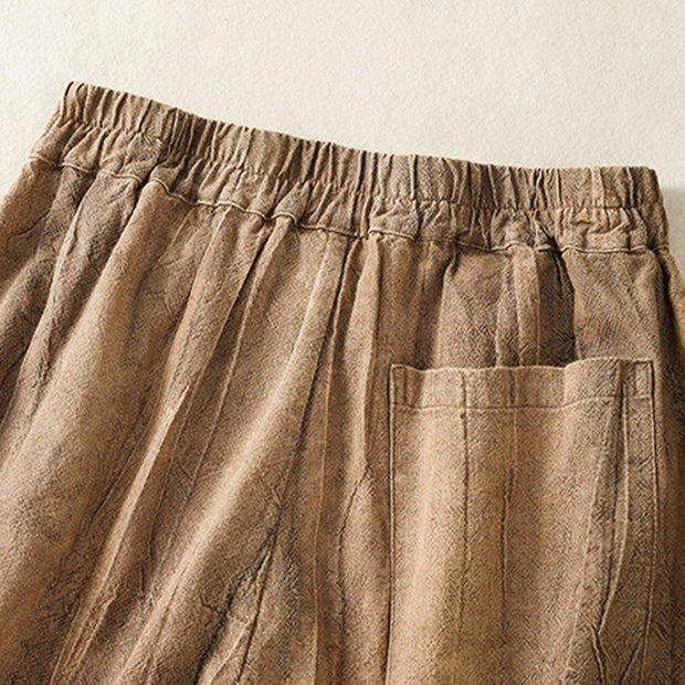 Buddha Stones Summer Casual Tie-dye Plain Cotton Women's Shorts With Pockets