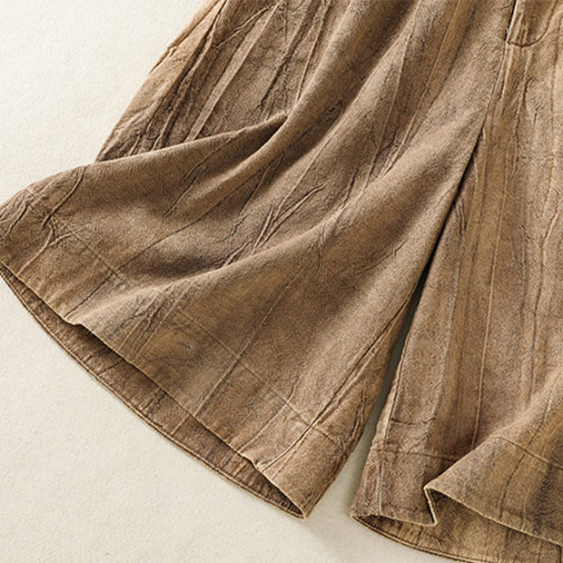 Buddha Stones Summer Casual Tie-dye Plain Cotton Women's Shorts With Pockets