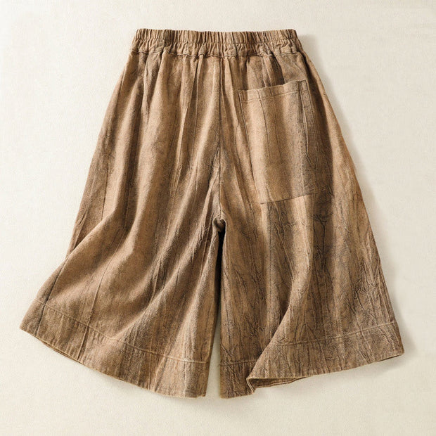 Buddha Stones Summer Casual Tie-dye Plain Cotton Women's Shorts With Pockets
