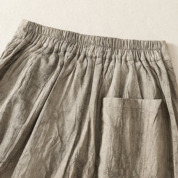 Buddha Stones Summer Casual Tie-dye Plain Cotton Women's Shorts With Pockets