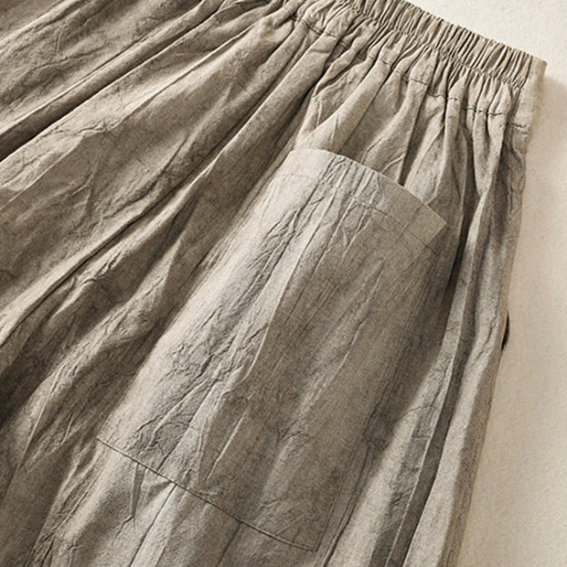Buddha Stones Summer Casual Tie-dye Plain Cotton Women's Shorts With Pockets