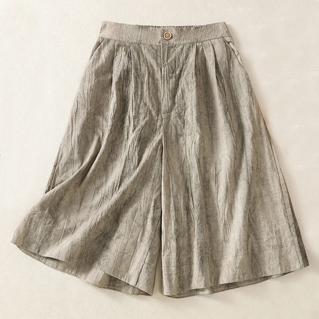 Buddha Stones Summer Casual Tie-dye Plain Cotton Women's Shorts With Pockets