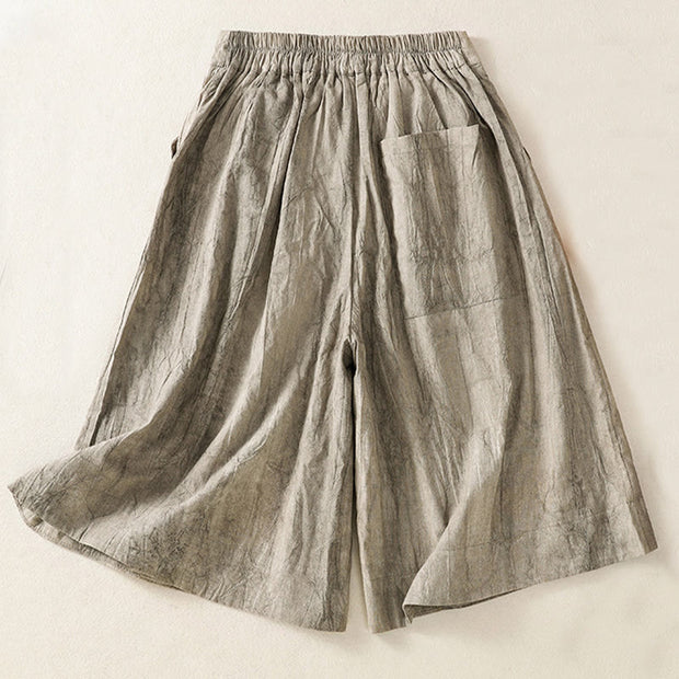 Buddha Stones Summer Casual Tie-dye Plain Cotton Women's Shorts With Pockets