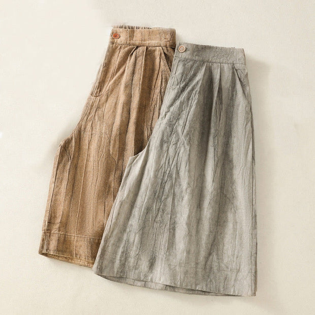 Buddha Stones Summer Casual Tie-dye Plain Cotton Women's Shorts With Pockets