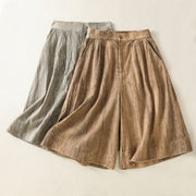 Buddha Stones Summer Casual Tie-dye Plain Cotton Women's Shorts With Pockets