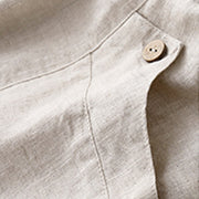 Buddha Stones Summer Casual Buttons Plain Cotton Women's Shorts With Pockets