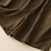 Buddha Stones Summer Casual Buttons Plain Cotton Women's Shorts With Pockets