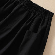 Buddha Stones Summer Casual Elastic Waist Plain Women's Polyester Shorts With Pockets