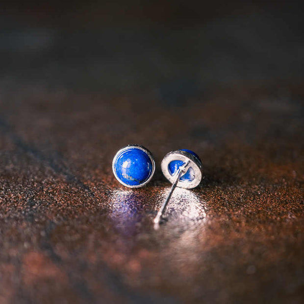 Buddha Stones Vintage 925 Sterling Silver Lazurite Balance Earrings