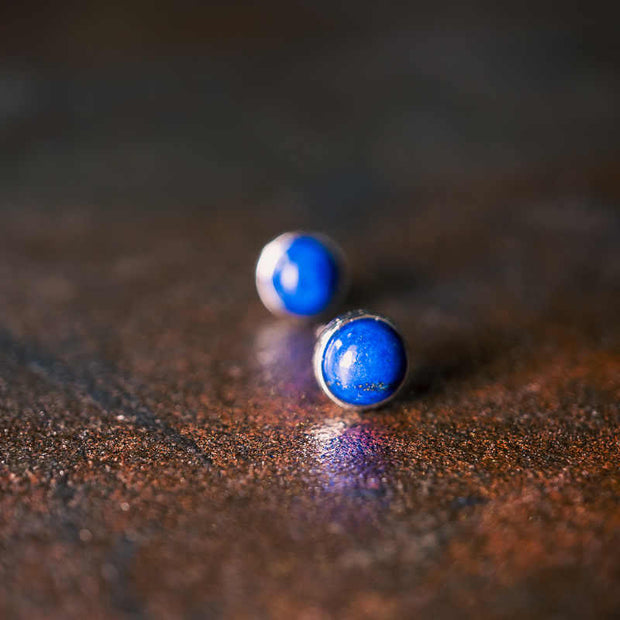Buddha Stones Vintage 925 Sterling Silver Lazurite Balance Earrings