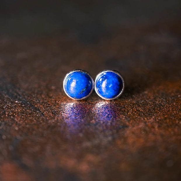 Buddha Stones Vintage 925 Sterling Silver Lazurite Balance Earrings
