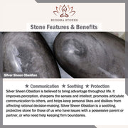 Buddha Stones Natural 925 Sterling Silver Silver Sheen Obsidian Adjustable Protection Ring