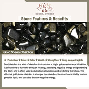 Buddha Stones Natural 925 Sterling Silver Gold Sheen Obsidian Adjustable Wealth Ring