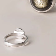 Buddha Stones Natural 925 Sterling Silver Gold Sheen Obsidian Adjustable Wealth Ring