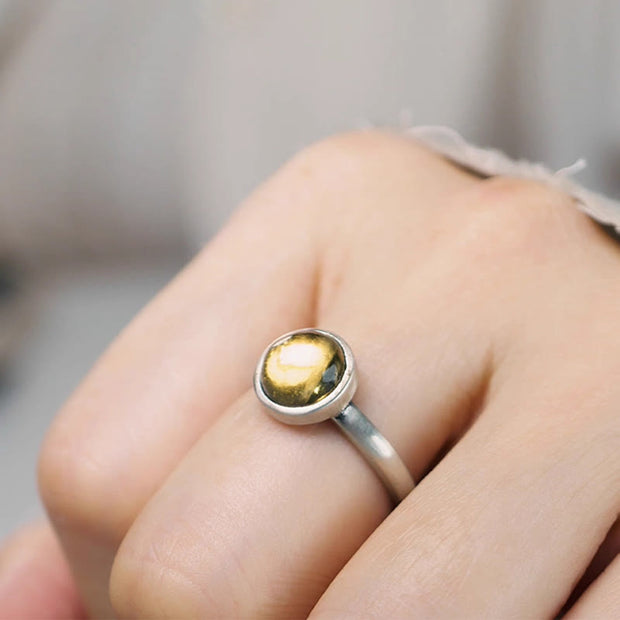 Buddha Stones Natural 925 Sterling Silver Citrine Adjustable Protection Ring