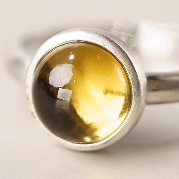 Buddha Stones Natural 925 Sterling Silver Citrine Adjustable Protection Ring