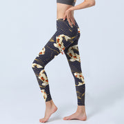 Buddha Stones White Red Koi Fish Ocean Waves Print Gym Leggings Women's Yoga Pants