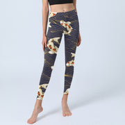 Buddha Stones White Red Koi Fish Ocean Waves Print Gym Leggings Women's Yoga Pants