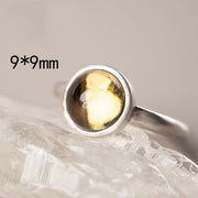 Buddha Stones Natural 925 Sterling Silver Prehnite Citrine Adjustable Happiness Ring