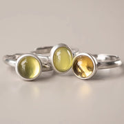 Buddha Stones Natural 925 Sterling Silver Prehnite Citrine Adjustable Happiness Ring