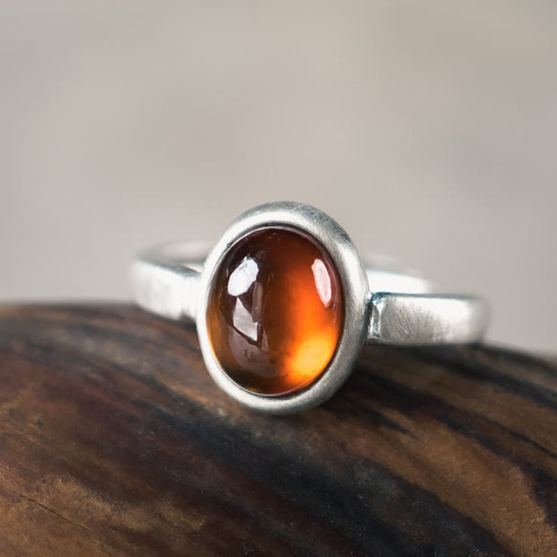 Buddha Stones Natural 925 Sterling Silver Garnet Adjustable Inserted Calm Ring
