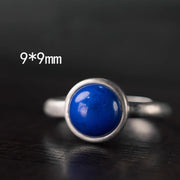 Buddha Stones Natural 925 Sterling Silver Lazurite Turquoise Adjustable Balance Ring