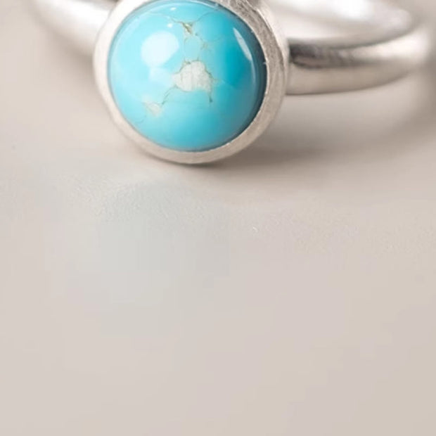 Buddha Stones Natural 925 Sterling Silver Lazurite Turquoise Adjustable Balance Ring
