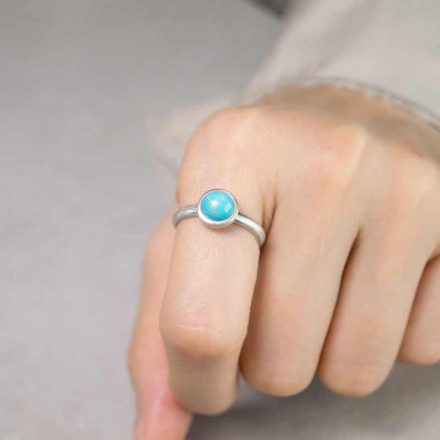 Buddha Stones Natural 925 Sterling Silver Lazurite Turquoise Adjustable Balance Ring