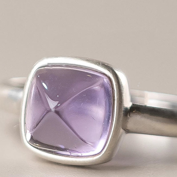 Buddha Stones Natural 925 Sterling Silver Amethyst Adjustable Balance Ring