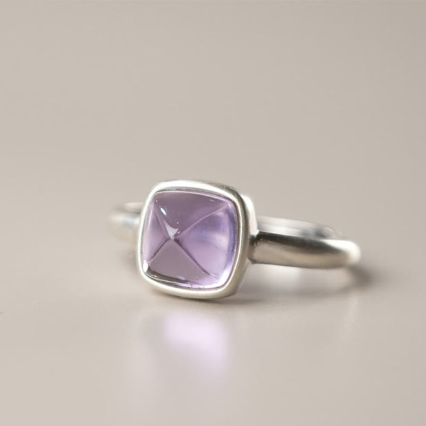 Buddha Stones Natural 925 Sterling Silver Amethyst Adjustable Balance Ring