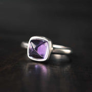 Buddha Stones Natural 925 Sterling Silver Amethyst Adjustable Balance Ring