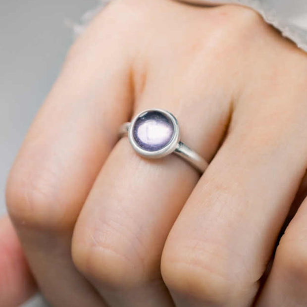 Buddha Stones Natural 925 Sterling Silver Amethyst Adjustable Balance Ring