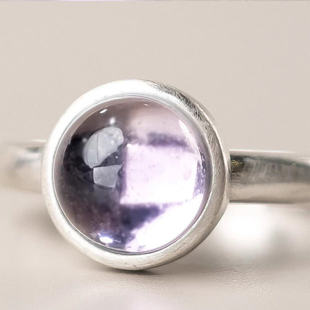 Buddha Stones Natural 925 Sterling Silver Amethyst Adjustable Balance Ring