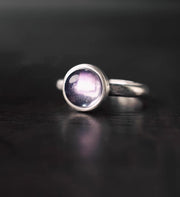 Buddha Stones Natural 925 Sterling Silver Amethyst Adjustable Balance Ring