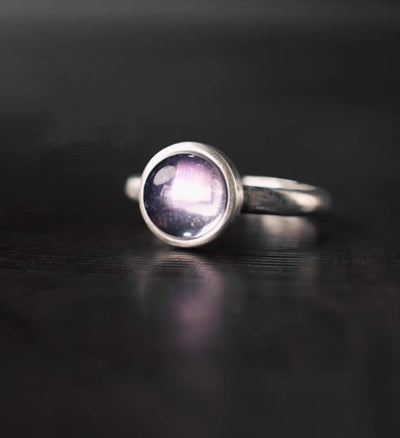 Buddha Stones Natural 925 Sterling Silver Amethyst Adjustable Balance Ring
