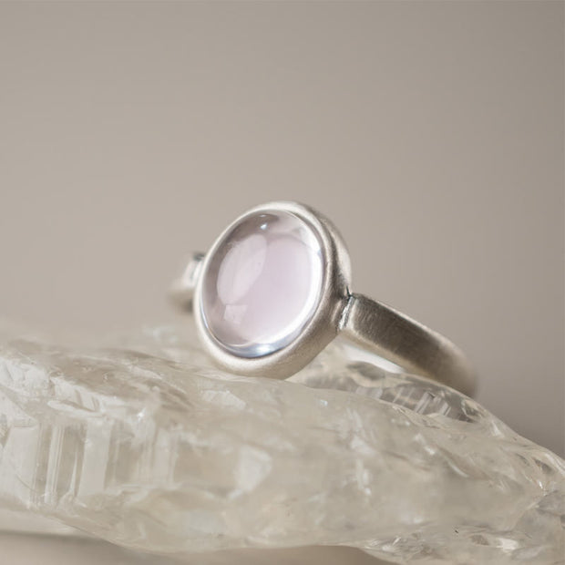 Buddha Stones Natural 925 Sterling Silver Pink Crystal Adjustable Warmth Ring - image 2
