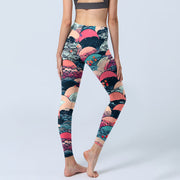 Buddha Stones Colorful Ocean Waves Print Gym Leggings Women's Yoga Pants - image 5