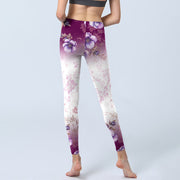 Buddha Stones Purple Floral Print Gym Leggings Women's Yoga Pants - image 7
