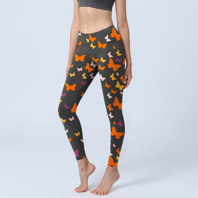 Buddha Stones Colorful Butterfly Print Gym Leggings Women's Yoga Pants - Black - US18，UK/AU22，EU50 (4XL) - image 1