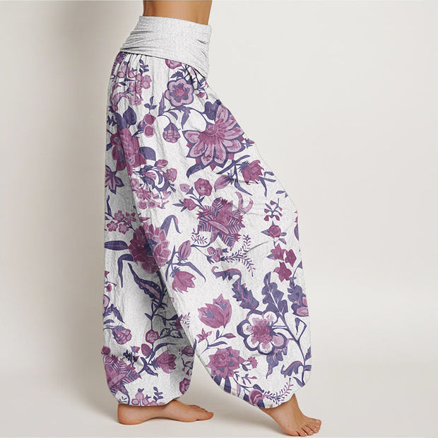 Buddha Stones Pure Cotton Sunflower Pattern Women's Elastic Waist Harem Pants