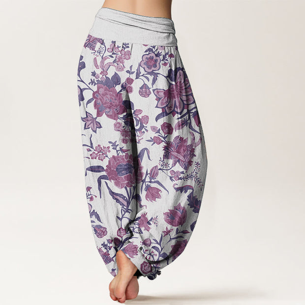 Buddha Stones Pure Cotton Sunflower Pattern Women's Elastic Waist Harem Pants