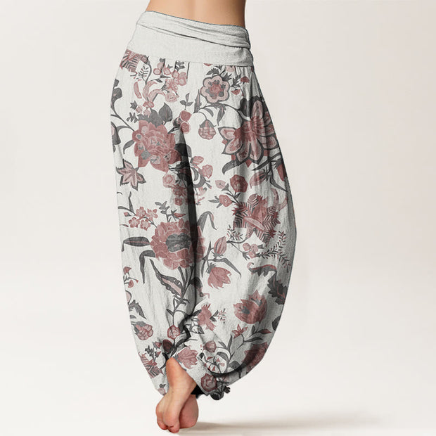 Buddha Stones Pure Cotton Sunflower Pattern Women's Elastic Waist Harem Pants