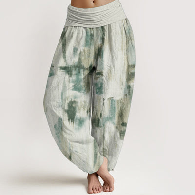 Buddha Stones Pure Cotton Tie Dye Pattern Design Women's Elastic Waist Harem Pants