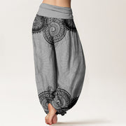 Buddha Stones Pure Cotton Circular Mandala Design Women's Elastic Waist Harem Pants